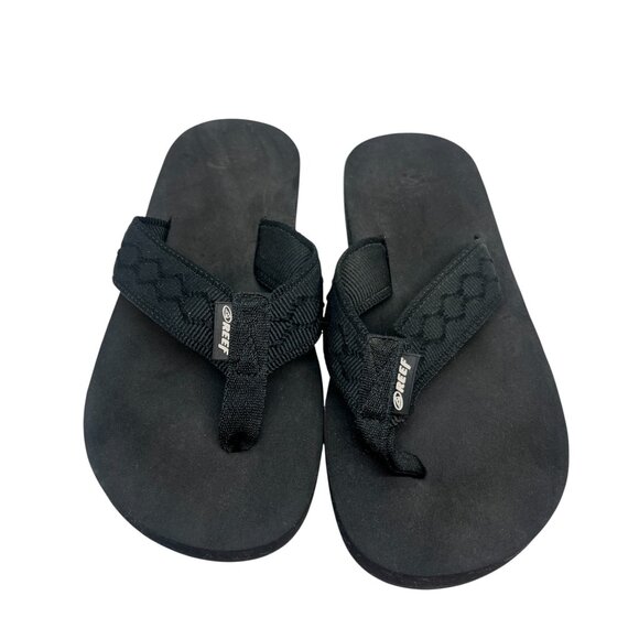REEF BLACK FLIP FLOPS WOMENS 7 CUSHIONED BEACH SANDALS ARCH SUPPORT SHOES - Picture 8 of 12